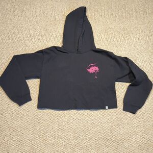 SWIXXZ Hoodie Sweatshirt Womens Small Black Cropped Maggie Lindemann